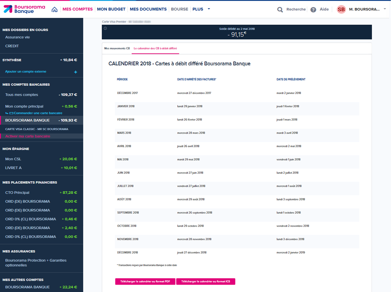 Ancien affichage du calendrier